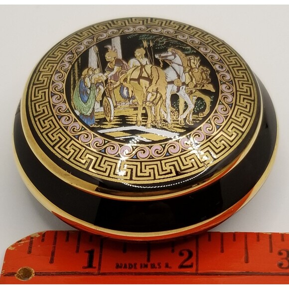 vintage Greek trinket box with a 24K gold design - Picture 8 of 12
